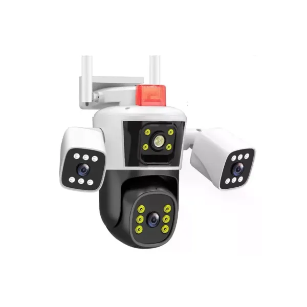 Поворотная уличная IP WiFi камера 12MP с 3 линзами и приложением Yoosee • Погодозащитная камера видеонаблюдения для дома, двора, дачи, склада и наружного контроля