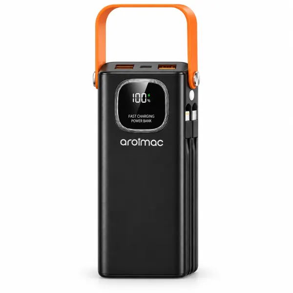Power Bank Aroimac ARO546 60000 mAh Black • Портативний зарядний пристрій Aroimac зі швидкою зарядкою 22,5W Fast Charge QC3.0, 4 USB виходами та LED Lighting