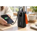 Power Bank Aroimac VP318 30000 mAh Black • Внешний аккумулятор Aroimac VP318 Super Slim с быстрой зарядкой 22,5W, LED дисплеем, 4 USB выходами и встроенными кабелями