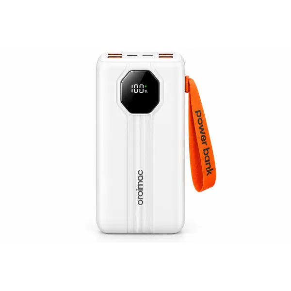 Power Bank Aroimac VP318 30000 mAh White • Внешний аккумулятор Aroimac VP318 Super Slim с быстрой зарядкой 22,5W, LED дисплеем, 4 USB выходами и встроенными кабелями