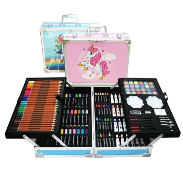 Премиум Набор для рисования и творчества в кейсе Единорог 145 предмета два яруса