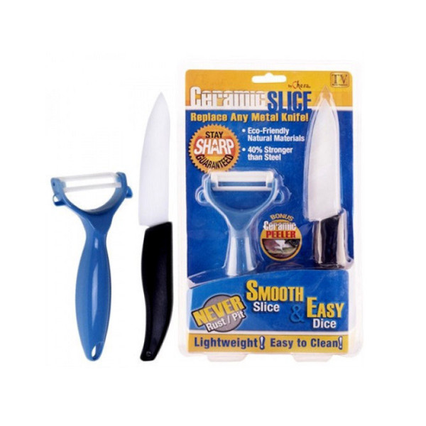 Набор керамический нож и устройство для очистки кожуры PN 15 | овощечистка | нож с нержавеющим лезвием PR3