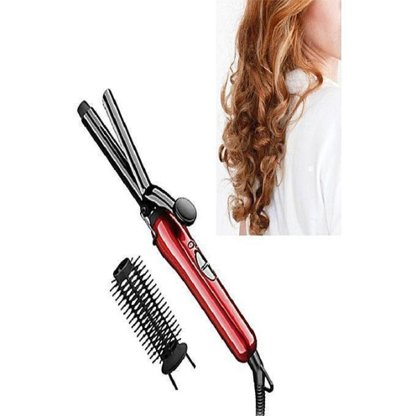 Плойка щипцы для завивки волос с насадкой щетки | Керамическая поверхность | Электрощипцы Gemei GM-2906 CG24