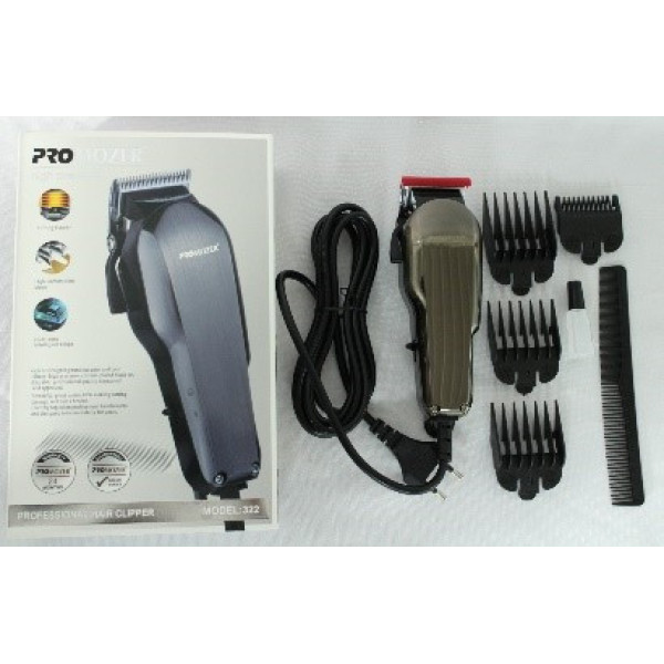 Универсальная проводная машинка для стрижки волос,с 4 насадками.Pro Mozer MZ-322 am CG21 PR4