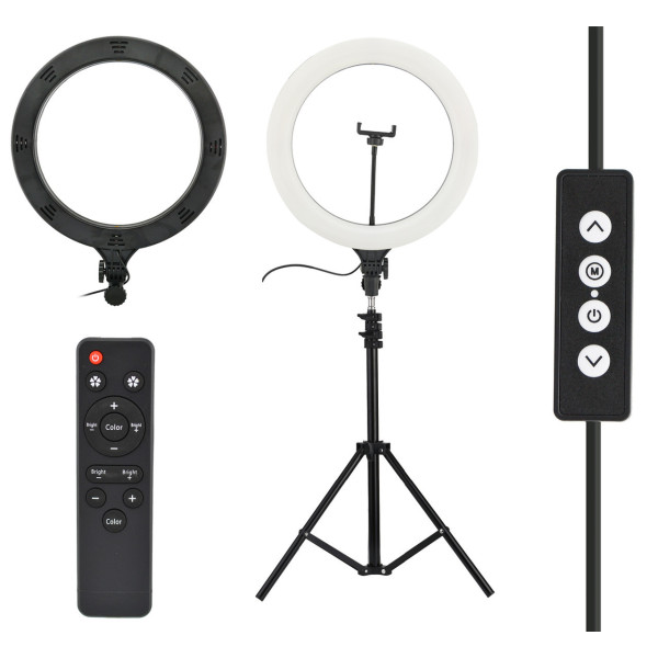 Кольцевая LED лампа 39 см A390 с пультом | Светодиодная селфи лампа | Селфи кольцо без штатива