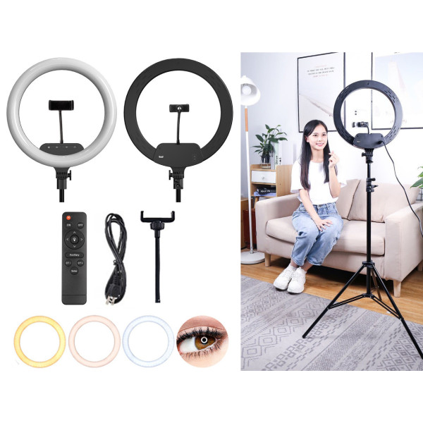 Кольцевая LED лампа диаметром 36 см AL-360 с сенсорными кнопками и пультом | Селфи-лампа без штатива