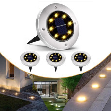 Комплект садовых светильников на солнечной батарее Solar Disk Lights, 4 шт ∙ Уличные фонари с датчиком света Комплект садовых светильников на солнечной батарее Solar Disk Lights, 4 шт ∙ Уличные фонари с датчиком света