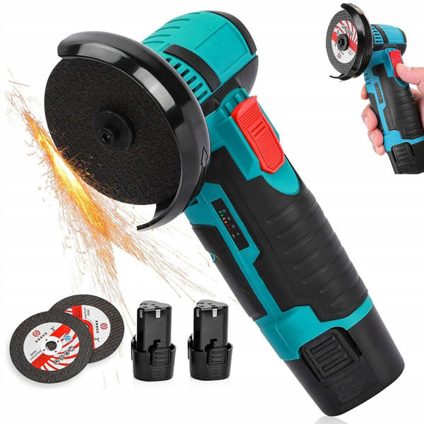 Миниболгарка аккумуляторная с двумя дисками и съемными аккумуляторами Li-ion 2 х 12V в кейсе