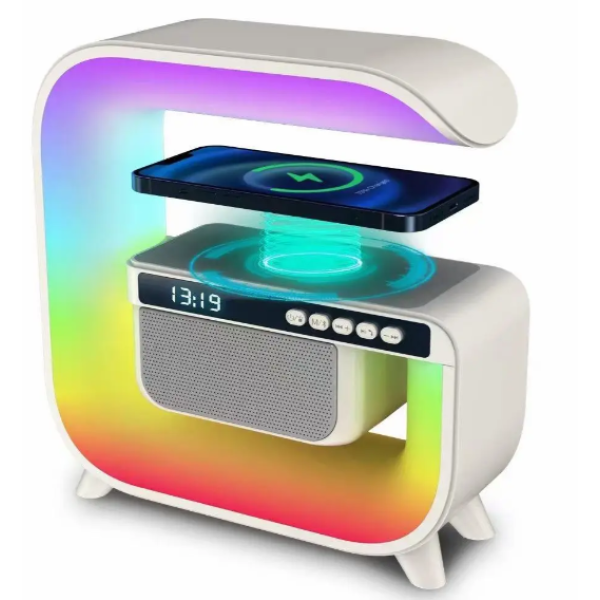 Настольная смарт лампа с беспроводной зарядкой RGB G3 ∙ Ночник аккумуляторный с Bluetooth колонкой
