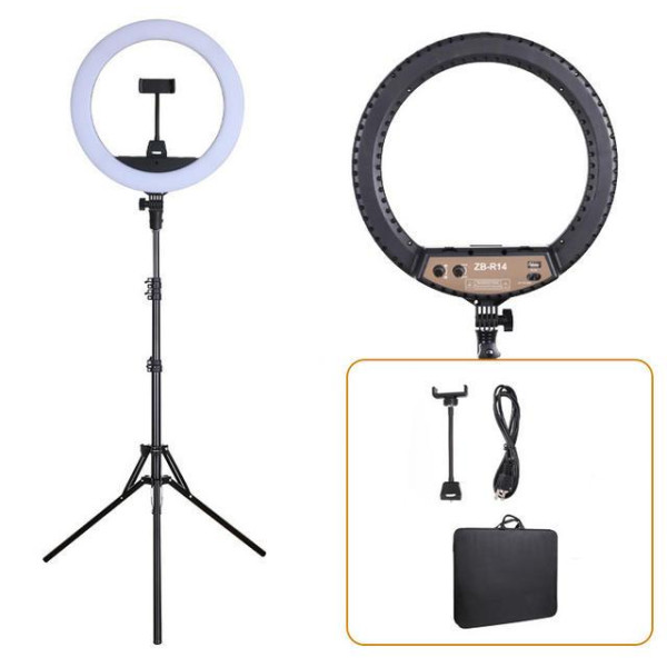 Светодиодная кольцевая LED лампа ZB-R14 (1 крепл.тел.) 220V (35см) | Портативная лампа для селфи без штатива