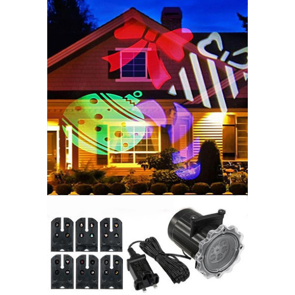 Уличный влагозащищенный светодиодный проектор 8 картриджей | Проектор для праздников