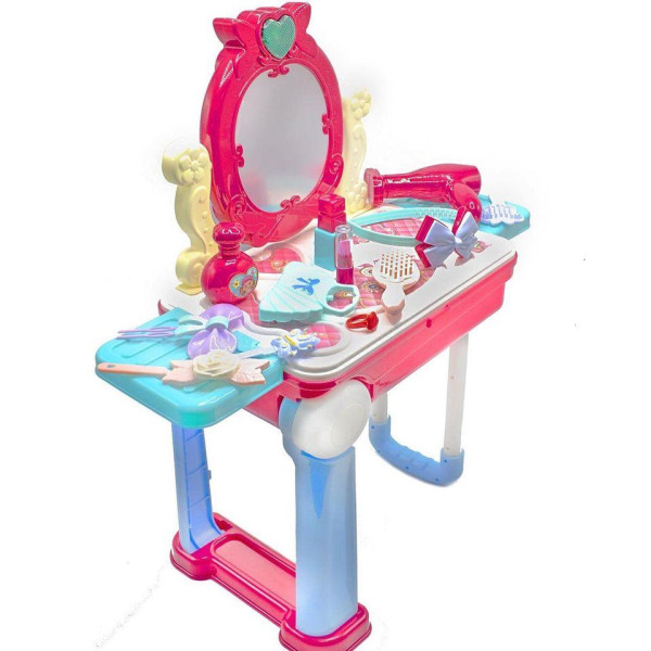 Трюмо розовое для девочек чемодан на колесиках Игровой набор 