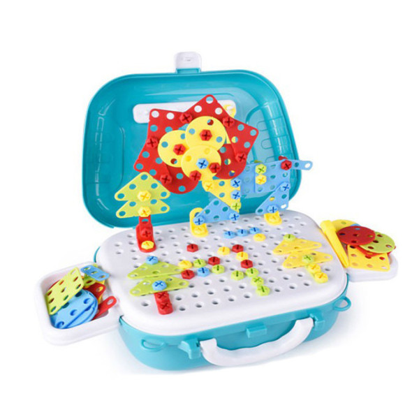 Конструктор-мозаика Мастерская Развивающий набор инструментов с шуруповёртом в кейсе