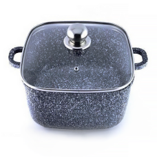 Кастрюля с крышкой-квадратная, алюминий- ГРАНИТНОЕ покрытие 2,1л BN-349