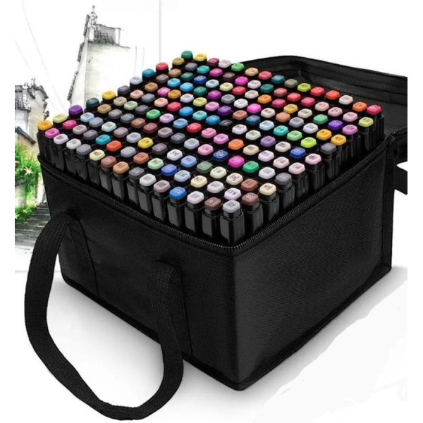 Набор двусторонних художественных маркеров для скетчинга 168 шт / Маркеры для рисования на бумаге Sketch Marker Touch Raven / Подарок художнику