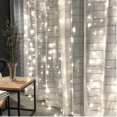 Гирлянда штора на окно 212 LED 3х2м Холодный белый цвет свечения, с коннектором