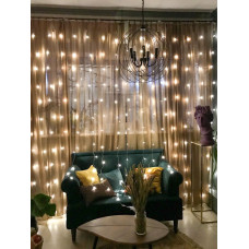 Гирлянда штора Водопад на окно Холодный белый цвет свечения, 3х2м 240 LED с коннектором