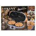 Вафельница для бельгийских вафель 1200 Вт Sokany KJ-510 в форме сердца, 10 шт ∙ Антипригарное покрытие