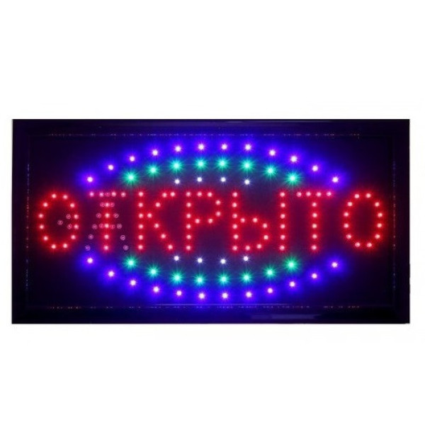 LED Светодиодная вывеска табло открыто 48X25