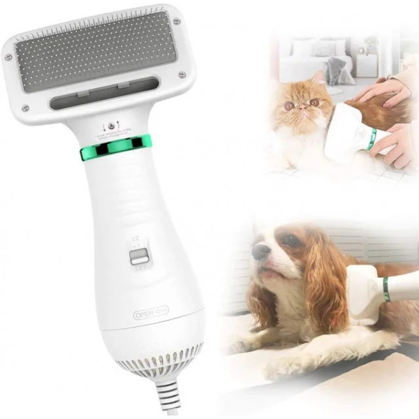 Фен-расчёска для шерсти собак и кошек 2в1 Щетка для груминга животных Pet Grooming Dryer