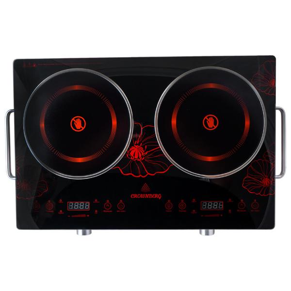 Инфракрасная электроплита на 2 конфорки CB-1327 Crownberg Плита электрическая с керамической поверхностью