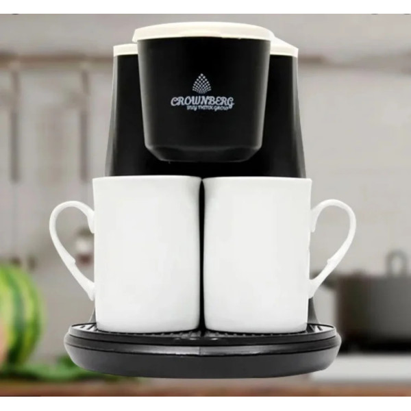 Кофеварка капельная профессиональная с двумя чашками Сrownberg CB-1568 Автоматическая кофемашина