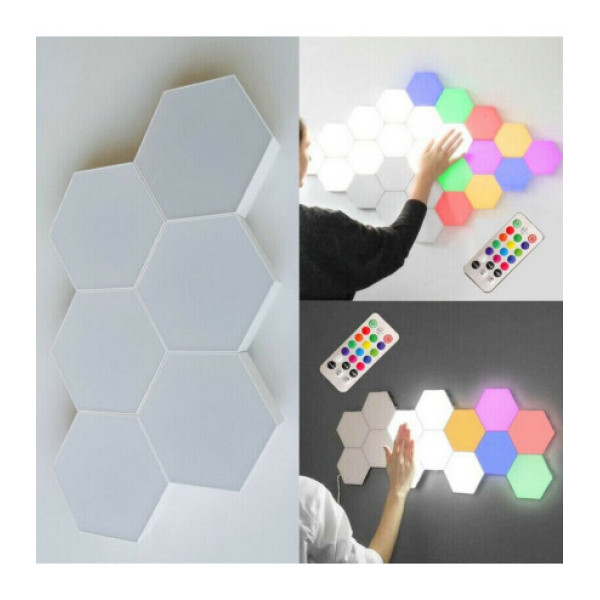 Модульная настенная лампа цветная с пультом 6 шт · LED светильник сенсорный настенно-потолочный «Соты»
