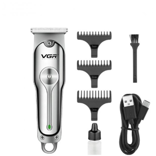 Машинка триммер для стрижки волос, бороды, усов VGR V-071 беспроводная аккумуляторная 3 насадки