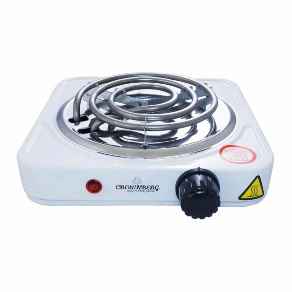 Плита Crownberg CB-3740 настольная электрическая однокомфорочная спиральная белая