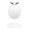 Зеркало косметическое для макияжа с LED подсветкой и держателем для бижутерии · Овальное настольное зеркало с USB зарядкой · 3 уровня яркости подсветки