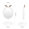 Зеркало косметическое для макияжа с LED подсветкой и держателем для бижутерии · Овальное настольное зеркало с USB зарядкой · 3 уровня яркости подсветки