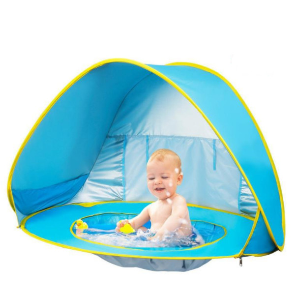 Палатка детская пляжная с бассейном 117х79 см · Автоматическая игровая палатка – тент для малышей для пляжа с защитой от UF лучей UPF 50+