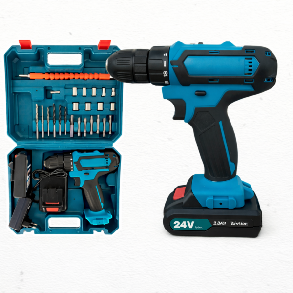 Шуруповерт аккумуляторный 550 DWE 24V 3AH · Дрель с Набором инструментов 24 предмета