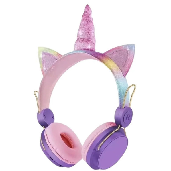 Детские беспроводные наушники Единорог ∙ Wireless headSet Unicorn AH-808 ∙ Bluetooth 5.0 ∙ USB ∙ HD звук ∙ Складные ∙ Регулируемый размер