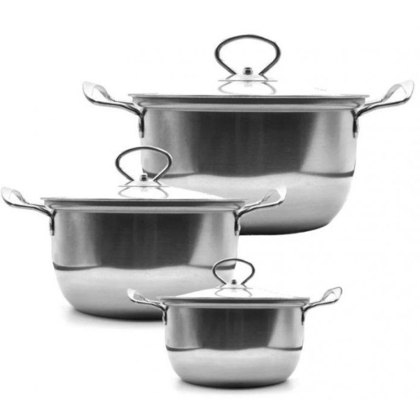 Набор кастрюль ∙ Unique UN-5071 ∙ 6 предметов ∙ Нержавеющая сталь ∙ Термостойкие стеклянные крышки