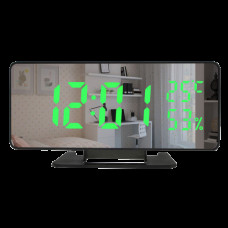 Зеркальные LED часы VST-888Y ∙ Настольные часы ∙ Будильник ∙ Термометр ∙ Влажность ∙ Зеленые цифры