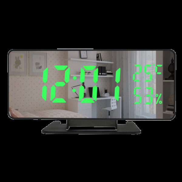 Зеркальные LED часы VST-888Y ∙ Настольные часы ∙ Будильник ∙ Термометр ∙ Влажность ∙ Зеленые цифры