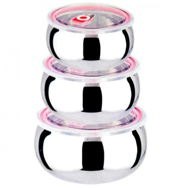 Набор судочков UNIQUE UN-1516 ∙ Судок из нержавеющей стали 3 шт в комплекте с крышками