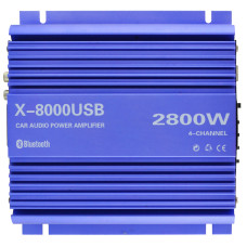 Автомобильный усилитель X-8000 USB 4-х канальный, ∙ Bluetooth ∙ USB ∙ FM ∙ MP3 ∙ 2800W
