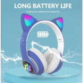 Детские беспроводные Bluetooth наушники с LED кошачьими ушками котика Cat 28
