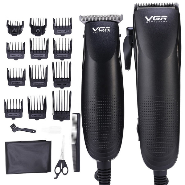 Профессиональный набор для стрижки 2 в 1 Машинка для стрижки волос с насадками + Триммер для коррекции VGR V-023