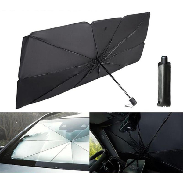 Солнцезащитная шторка – зонт на лобовое стекло в авто ∙ Автомобильный козырек для защиты от солнца 79 х 145 см