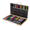 Детский набор для рисования и творчества 180 предметов в деревянном чемоданчике-кейсе