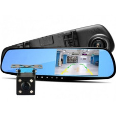 Видеорегистратор – зеркало Blaсkbox DVR AK47 с камерой заднего вида ∙ Автомобильный регистратор на 2 камеры Full HD ∙ Режим фото 5 МП ∙ Датчик движения/удара ∙ Ночная съемка ∙ Микрофон