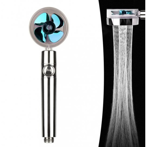 Водосберегающая лейка – насадка для душа с пропеллером TURBOCHARGED SHOWER HEAD ∙ Уникальный рисунок воды ∙ Функция Стоп ∙ Вращение на 360°