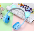 Детские беспроводные Bluetooth наушники Cat Y47 с кошачьими светящимися LED ушками и микрофоном