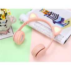 Детские беспроводные Bluetooth наушники Cat Y47 с кошачьими светящимися LED ушками и микрофоном