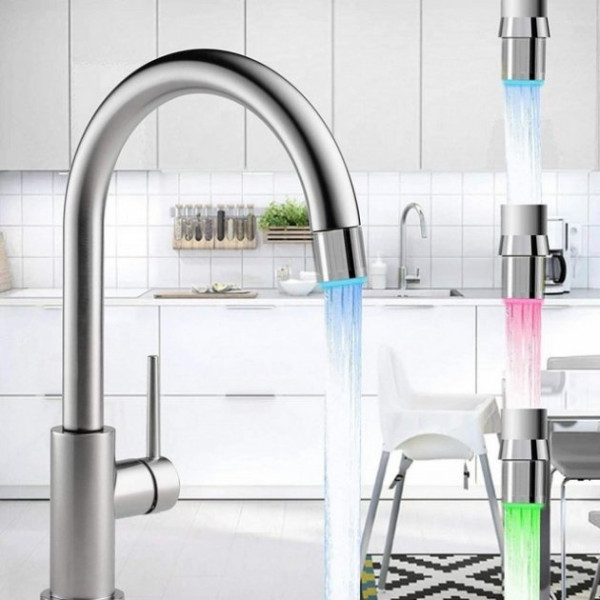 Насадка на кран смесителя с LED подсветкой воды ∙ Аэратор - экономитель воды Faucet light multi Led Water Glow