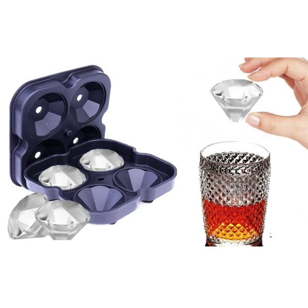 Силиконовая форма – лоток для кубиков льда Бриллиант ∙ Ледница Алмазы ∙ 4 ячейки