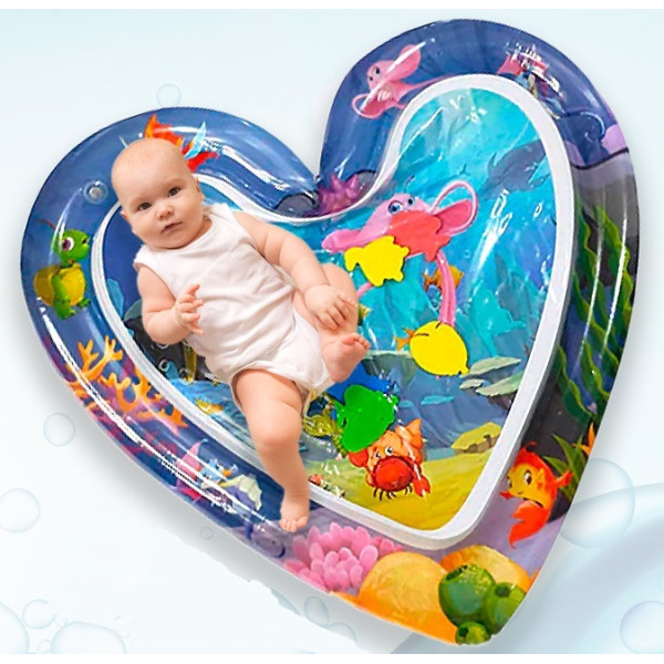 Развивающий игровой детский водный коврик «Сердце» ∙ Надувной акваковрик для ребенка